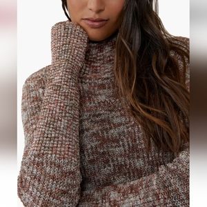 Free People Womens Blair Spacedye Pullover Color Black Coffee Combo Size XSmall.